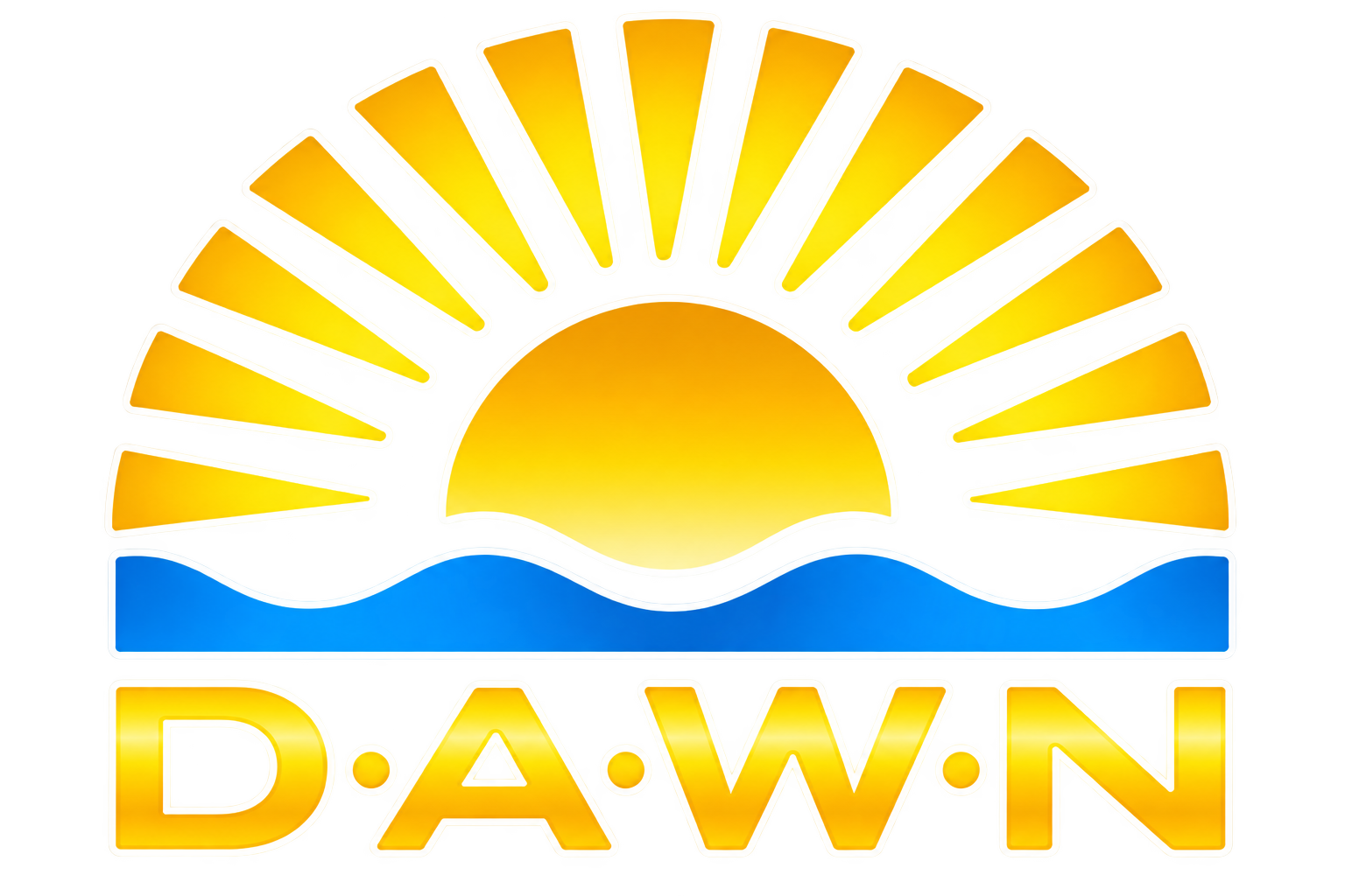 白色描邊透明底 DAWN 黎明社徽